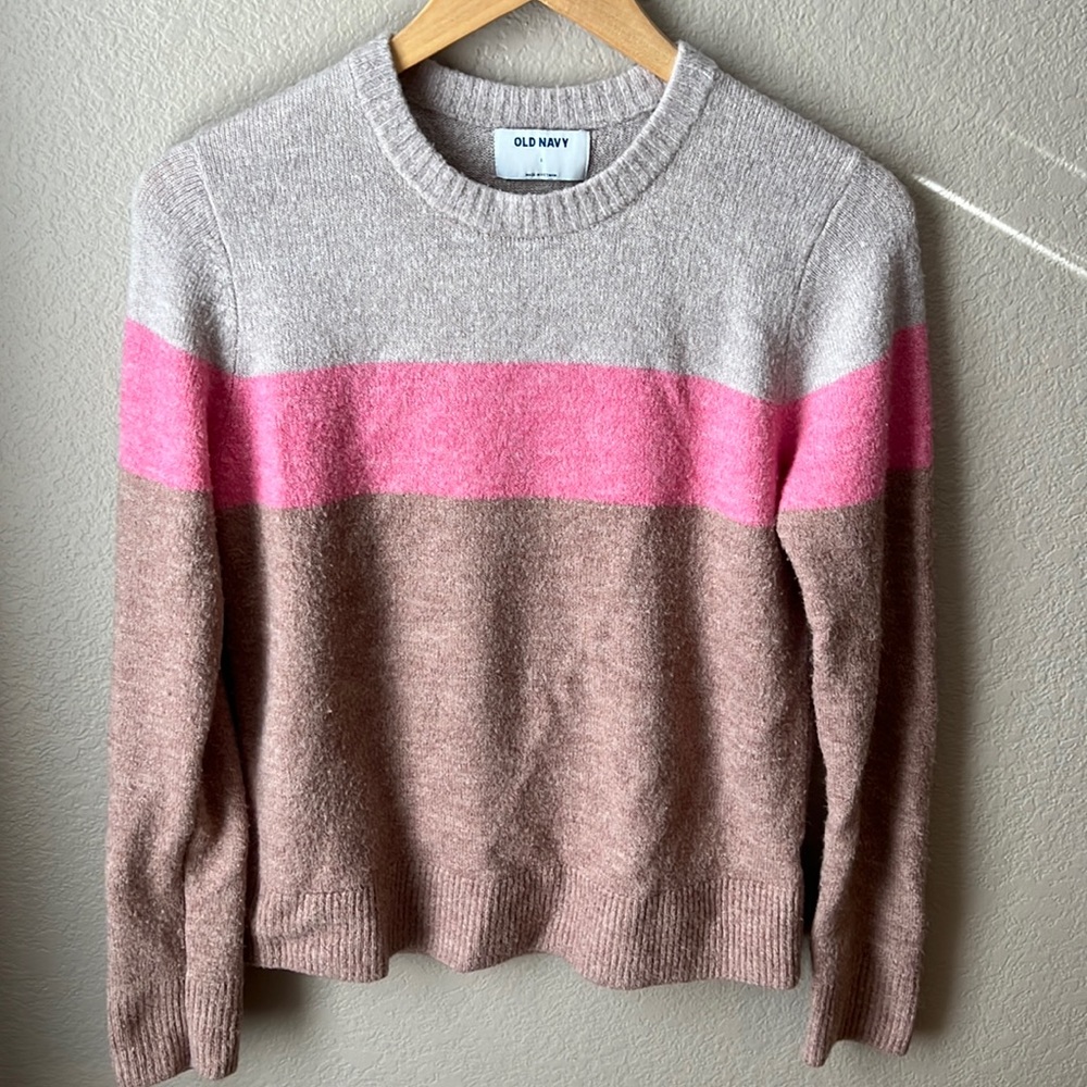 Pink Color Block Sweater